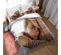 Parure De Lit 3 Pieces King Size, Imprimé Cara Delevingne, Housse De Couette Pour Fille, Microfibre Ultra Douce Et Hypoallergénique, Photo