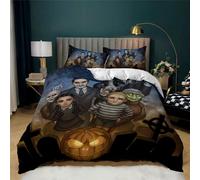 Parure De Lit 3 Pieces La Famille Addams, Housse De Couette En Microfibre Douce, Facile D'entretien, Avec 2 Taies D'oreiller, Pour Adolescentes, Filles Et Enfants, Réversible, Taf
