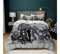 Parure De Lit 3 Pieces La Famille Addams, Housse De Couette En Microfibre Douce, Facile D'entretien, Avec 2 Taies D'oreiller, Pour Adolescentes, Filles Et Enfants, Réversible, Taf