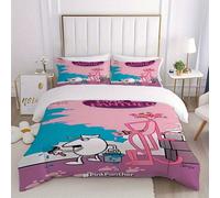 Parure De Lit 3 Pieces La Panthère Rose - Imprime Multicolore Vibrant, Confort Toutes Saisons, Ideal Pour La Chambre D'amis, Cadeau Romantique Parfait Pour La Saint-Valentin, 3 Pie
