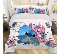 Parure De Lit 3 Pieces Lilo Stitch Avec Housse De Couette Et 2 Taies D'oreiller, Super Douce Et Confortable Pour Chambre D'amis, Cadeau Idéal Pour Toutes Les Saisons.