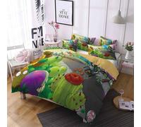 Parure De Lit 3 Pieces Lisainmay Plants Vs. Zombies Avec 2 Taies D'oreiller, Housse De Couette À Fermeture Éclair Pour Prévenir Les Allergies