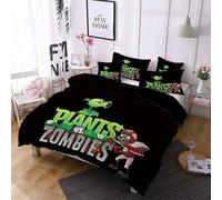Parure De Lit 3 Pieces Lisainmay Plants Vs. Zombies Avec 2 Taies D'oreiller, Housse De Couette À Fermeture Éclair Pour Prévenir Les Allergies