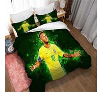Parure De Lit 3 Pieces Lisainmay Soccer Neymar Avec 2 Taies D'oreiller, Housse De Couette Avec Fermeture Éclair Pour Prévenir Les Allergies