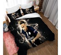 Parure De Lit 3 Pieces Lisainmay Soccer Neymar Avec 2 Taies D'oreiller, Housse De Couette Avec Fermeture Éclair Pour Prévenir Les Allergies