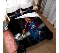 Parure De Lit 3 Pieces Lisainmay Soccer Neymar Avec 2 Taies D'oreiller, Housse De Couette Avec Fermeture Éclair Pour Prévenir Les Allergies