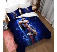 Parure De Lit 3 Pieces Lisainmay Soccer Neymar Avec 2 Taies D'oreiller, Housse De Couette Avec Fermeture Éclair Pour Prévenir Les Allergies