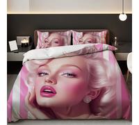 Parure De Lit 3 Pieces Marilyn Monroe, Motif Portrait Emblématique, Motif Artistique, Polyester Respirant, Toutes Saisons, Impression Numérique, Sans Insert Pour La Literie (1