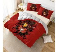 Parure De Lit 3 Pieces Marvel Iron Man - Motif Dessin Anime Rouge Et Noir Vibrant, Polyester Ultra Doux, Fermeture Éclair, Comprend 1 Housse De Couette Et 2 Taies D'oreiller.