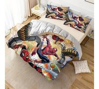 Parure De Lit 3 Pieces Marvel Spider-Man Bourriquet - Polyester Doux Et Respirant, Comprend Une Housse De Couette Et 2 Taies D'oreiller, Fermeture Éclair, Motif Dessin Anime Dynami