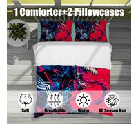 Parure De Lit 3 Pieces Marvel Venom, Housse De Couette Confortable Et Respirante, Plusieurs Tailles, Pour Chambre D'amis (1 Housse De Couette + 2 Taies D'oreiller, Sans Taie D'orei