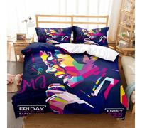 Parure De Lit 3 Pieces Michael Jackson, Housse De Couette En Microfibre Douce, Facile D'entretien, Avec 2 Taies D'oreiller, Pour Adolescentes, Filles Et Enfants, Réversible, Mj