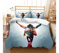 Parure De Lit 3 Pieces Michael Jackson, Housse De Couette En Microfibre Douce, Facile D'entretien, Avec 2 Taies D'oreiller, Pour Adolescentes, Filles Et Enfants, Réversible, Mj