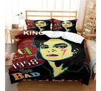 Parure De Lit 3 Pieces Michael Jackson, Housse De Couette En Microfibre Douce, Facile D'entretien, Avec 2 Taies D'oreiller, Pour Adolescentes, Filles Et Enfants, Réversible, Mj