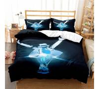 Parure De Lit 3 Pieces Michael Jackson, Housse De Couette En Microfibre Douce, Facile D'entretien, Avec 2 Taies D'oreiller, Pour Adolescentes, Filles Et Enfants, Réversible, Mj