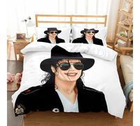 Parure De Lit 3 Pieces Michael Jackson, Housse De Couette En Microfibre Douce, Facile D'entretien, Avec 2 Taies D'oreiller, Pour Adolescentes, Filles Et Enfants, Réversible, Mj