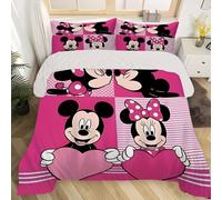 Parure De Lit 3 Pieces Mickey Mouse Clubhouse Mickey Minnie Comprenant 1 Housse De Couette Et 2 Taies D'oreiller. Confort Super Doux Pour Chambre À Coucher, Chambre D'amis, Cadeau