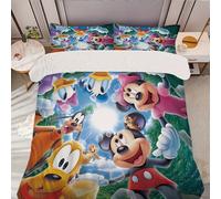 Parure De Lit 3 Pieces Mickey Mouse - Dessin Anime Mignon, Doux, Adapté À La Chambre - Comprend Une Housse De Couette, 2 Taies D'oreiller Avec Des Motifs De Personnages Mignons Fêt