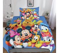 Parure De Lit 3 Pieces Mickey Mouse Et Donald Duck En Microfibre, Housse De Couette Et Taie D'oreiller Imprimées En 3d, Douce Pour Homme, Femme Et Enfant, Pour Lit Simple