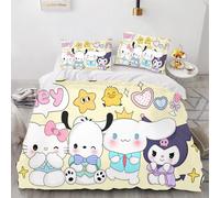 Parure De Lit 3 Pieces Motif Carlin Hello Kitty, Housse De Couette, Parure De Lit King Size Pour Enfant, Decorations De Noël