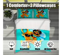 Parure De Lit 3 Pieces Motif Dessin Anime Aladdin Pour La Fête Des Mères, Jolie Parure De Lit Multi-Tailles Pour Chambre D'amis (1 Housse De Couette + 2 Taies D'oreiller, Sans Taie
