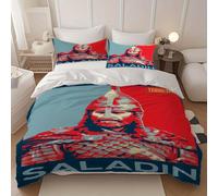 Parure De Lit 3 Pieces Motif Guerrier Saladin - Impression Haute Définition Pour Dortoir, 1 Housse De Couette + 2 Taies D'oreiller (Sans Rembourrage) Jour De L'indépendance, Noël,