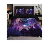 Parure de lit 3 pièces motif loup ciel étoilé - manteau de poche doux et respirant