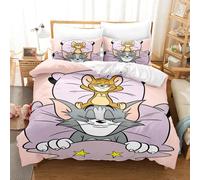 Parure De Lit 3 Pieces Motif Tom Et Jerry, Housse De Couette De Luxe, Motif Anime, King Size, En Polyester, Decorations De Noël, Pour La Maison