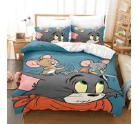Parure De Lit 3 Pieces Motif Tom Et Jerry, Housse De Couette De Luxe, Motif Anime, King Size, En Polyester, Decorations De Noël, Pour La Maison