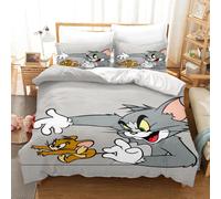 Parure De Lit 3 Pieces Motif Tom Et Jerry, Housse De Couette De Luxe, Motif Anime, King Size, En Polyester, Decorations De Noël, Pour La Maison