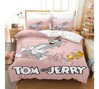 Parure De Lit 3 Pieces Motif Tom Et Jerry, Housse De Couette De Luxe, Motif Anime, King Size, En Polyester, Decorations De Noël, Pour La Maison