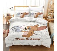 Parure De Lit 3 Pieces Motif Tom Et Jerry, Housse De Couette De Luxe, Motif Anime, King Size, En Polyester, Decorations De Noël, Pour La Maison