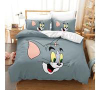 Parure De Lit 3 Pieces Motif Tom Et Jerry, Housse De Couette De Luxe, Motif Anime, King Size, En Polyester, Decorations De Noël, Pour La Maison