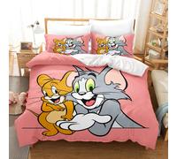 Parure De Lit 3 Pieces Motif Tom Et Jerry, Housse De Couette De Luxe, Motif Anime, King Size, En Polyester, Decorations De Noël, Pour La Maison