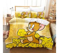 Parure De Lit 3 Pieces Motif Tom Et Jerry, Housse De Couette De Luxe, Motif Anime, King Size, En Polyester, Decorations De Noël, Pour La Maison