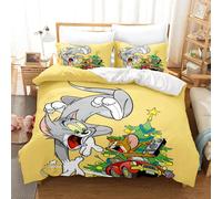 Parure De Lit 3 Pieces Motif Tom Et Jerry, Housse De Couette De Luxe, Motif Anime, King Size, En Polyester, Decorations De Noël, Pour La Maison