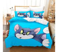 Parure De Lit 3 Pieces Motif Tom Et Jerry, Housse De Couette De Luxe, Motif Anime, King Size, En Polyester, Decorations De Noël, Pour La Maison