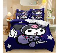 Parure De Lit 3 Pieces My Soft En Microfibre Brossée Imprimée Kuromi Melody, Facile D'entretien Et Douce Au Toucher, Avec Housse De Couette Et Fermeture Éclair