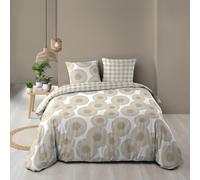 Douceur d'Intérieur – Parure 3 pièces Nebulla – 260 x 240 cm, Réversible, 100% coton, Beige G