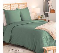 Atmosphera - Parure de lit Landiha Percale Vert Jade 240x220 cm