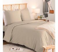 Atmosphera – Parure de lit Landiha Percale Beige lin 260 x 240 cm
