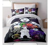 Parure De Lit 3 Pieces Personnalisée Sur Le Theme Du Film « Ghostbusters » - Housse De Couette Douce Et Taies D'oreiller, Design De Dessin Anime Vibrant Avec Fantômes, Squelettes E