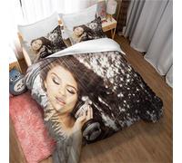 Parure De Lit 3 Pieces Pour Lit Double Selena Gomez, Housse De Couette Pour Fille, Microfibre Ultra Douce Et Hypoallergénique