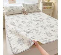 Parure de lit 3 pièces rafraîchissante - Drap de lit lavable en soie glacée - Surmatelas d'été rafraîchissant avec taie d'oreiller - Tapis de glace doux et respirant pour dortoir et étudiant (papillon