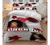 Parure De Lit 3 Pieces Rihanna Royalty « Love On The Brain » Collage Housse De Couette - Parure De Lit, Parfaite Pour La Decoration De La Chambre, Toutes Saisons, Fermeture Éclair,