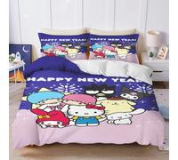 Parure De Lit 3 Pieces Sanrio Hello Kitty Kuromi, Housse De Couette, Parure De Lit Double, King Size, 3d, Pour Enfant