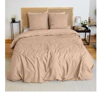 Parure de lit 3 pièces sensation flanelle Beige 260x240 cm