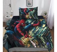 Parure De Lit 3 Pieces Spider-Man Family, Housse De Couette Ultra Douce, Personnages Du Film Marvel, Avec Fermeture Éclair Et 2 Taies D'oreiller, Décoration De Chambre Simple