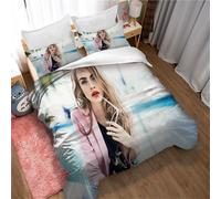 Parure De Lit 3 Pieces Ste-X Cara Delevingne, Housse De Couette En Microfibre Confortable, Ensemble De Literie Classique Et Élégant Pour Chambre À Coucher, Photo