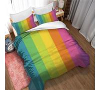 Parure De Lit 3 Pieces Ste-X Rainbow, Housse De Couette Confortable En Microfibre, Ensemble De Literie Classique Et Élégant Pour Chambre À Coucher, Couleur